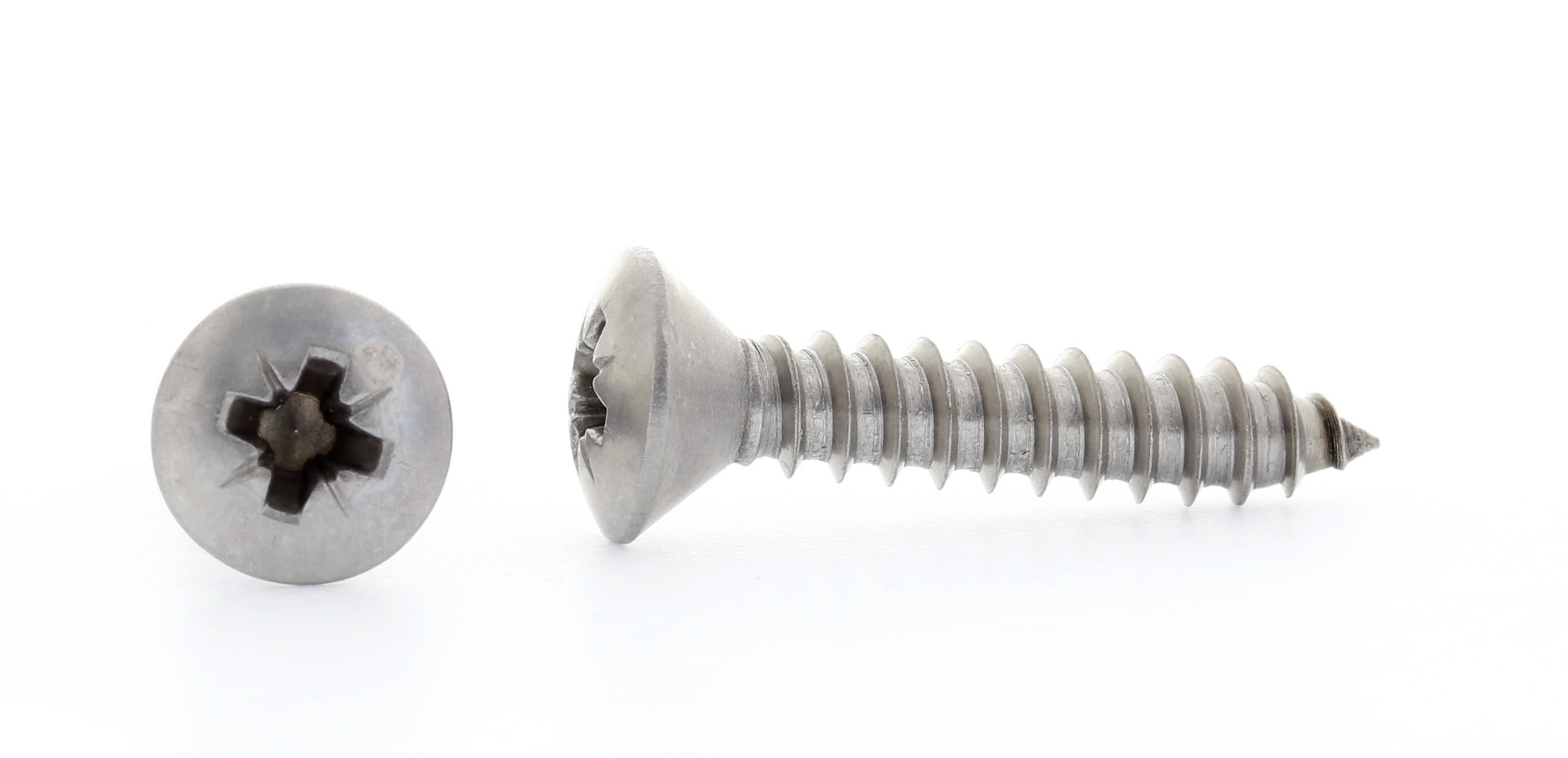 PLATESKRUE MED LINSESENK OG POZIDRIV DIN 7983 SYREFAST A4, SPISS ENDE